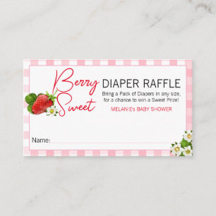 Berry Sweet Strawberry Baby Shower Windelraffel Visitenkarte