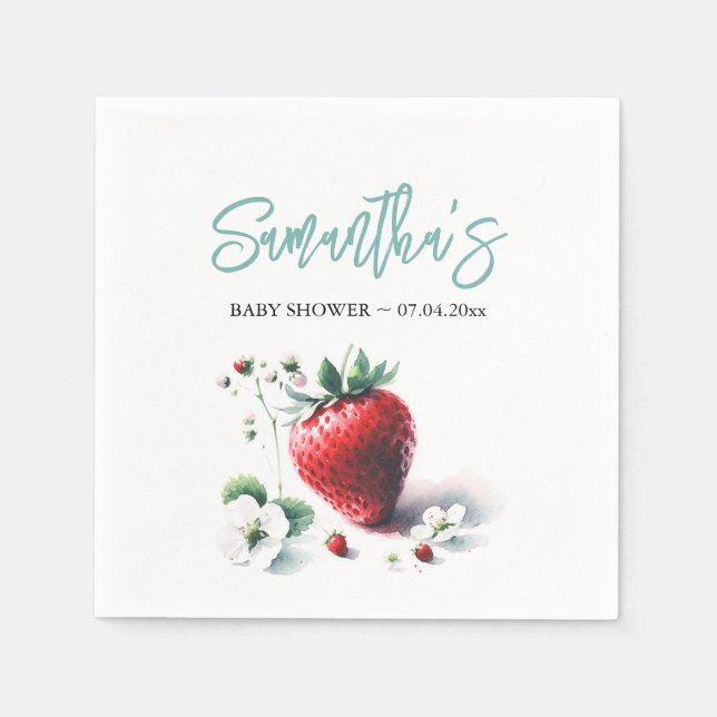 Berry Sweet Strawberry Baby Showthema Serviette (Vorderseite)