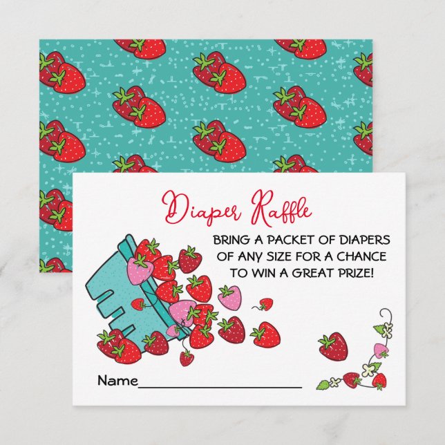 Berry Sweet Strawberry Babydusche Windelwindeln Einladung (Vorne/Hinten)