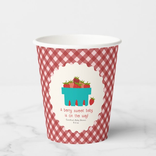 Berry Sweet Strawberry Basket Baby Dusche Pappbecher (Vorderseite)