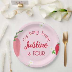 Berry Sweet Strawberry Birthday any Age Party Pappteller