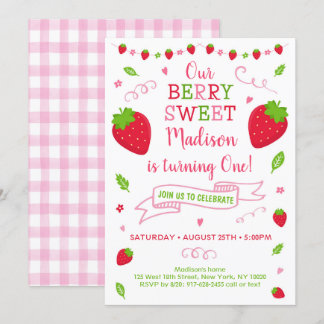 Berry Sweet Strawberry Birthday Einladung