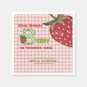 Berry Sweet Strawberry Birthday Paper Napkin Serviette