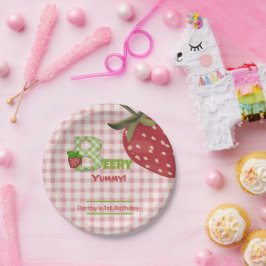 Berry Sweet Strawberry Birthday Paper Plate Pappteller