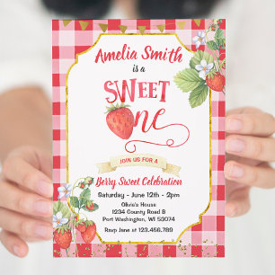 Berry Sweet Strawberry Birthday Party Einladung