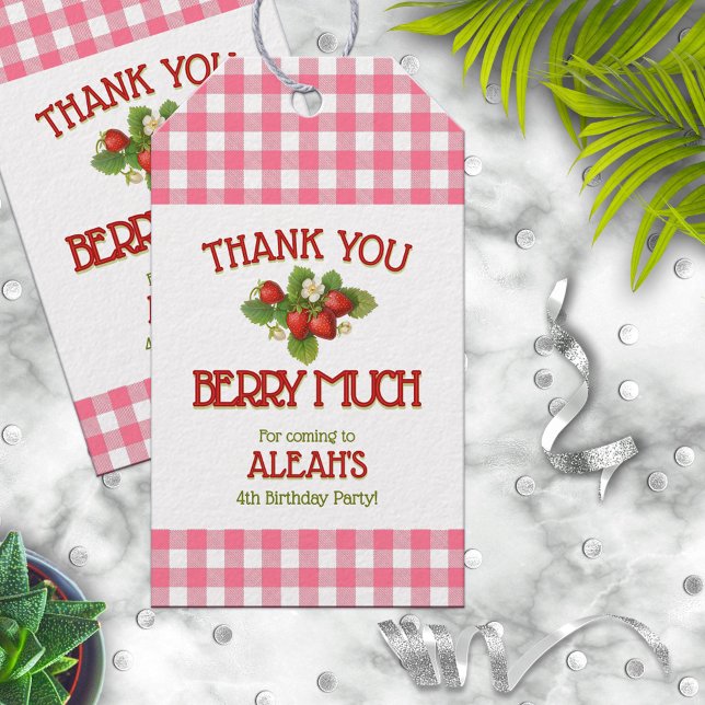 Berry Sweet Strawberry Birthday Party Geschenkanhänger (Von Creator hochgeladen)