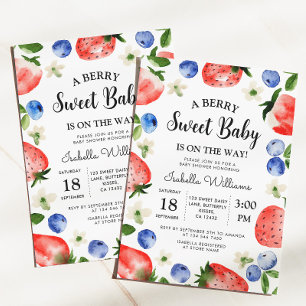 Berry Sweet Strawberry Blaubeer Mädchen Baby Showe Einladung