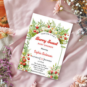 Berry Sweet Strawberry Blumige Babyparty Einladung