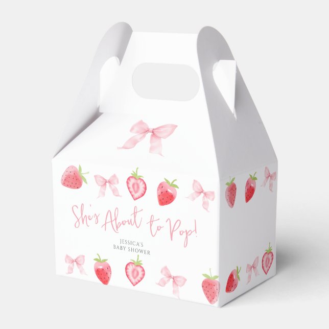 Berry Sweet Strawberry Bow Baby Girl Dusche Geschenkschachtel (Vorderseite)