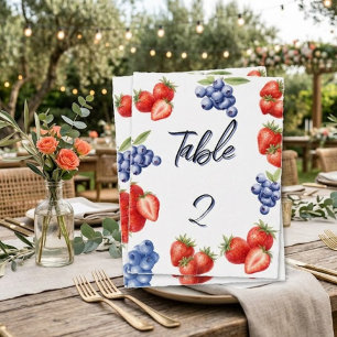 Berry Sweet Strawberry Brautparty-Tischnummer Postkarte