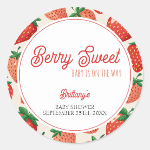 Berry Sweet Strawberry Checkered Baby Dusche Runder Aufkleber