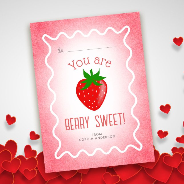 Berry Sweet Strawberry Classroom Valentine Mitteilungskarte (Von Creator hochgeladen)
