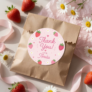 Berry Sweet Strawberry Danke  Runder Aufkleber