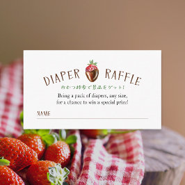 Berry Sweet Strawberry Diaper Raffle Ticket Begleitkarte