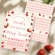 Berry Sweet Strawberry Einladung zur ersten Geburt