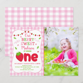 Berry Sweet Strawberry Erster Geburtstag Einladung
