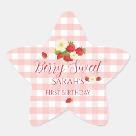Berry Sweet Strawberry Favor Gift 1st Birthday  Stern-Aufkleber