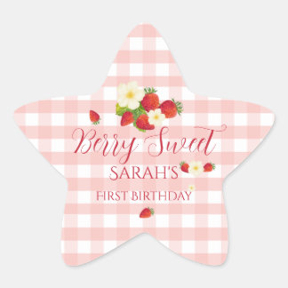 Berry Sweet Strawberry Favor Gift 1st Birthday  Stern-Aufkleber