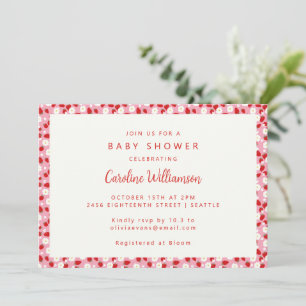 Berry Sweet Strawberry Floral Baby Shower Mädchen Einladung