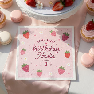 Berry Sweet Strawberry Geburtstag Personalisiert Serviette