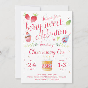 Berry Sweet Strawberry Geburtstagsparty Einladung