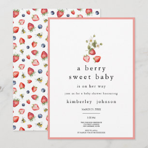 Berry Sweet Strawberry Girl Baby Shower Einladung