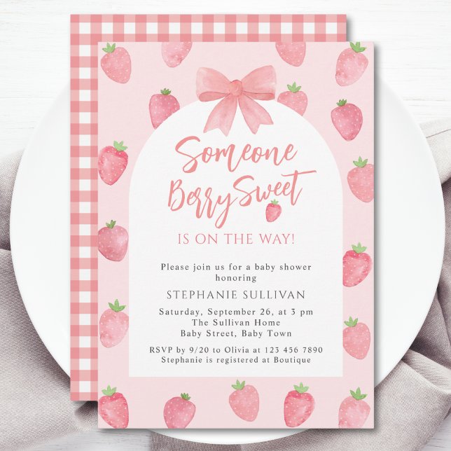 Berry Sweet Strawberry Girl Baby Shower Einladung (Von Creator hochgeladen)