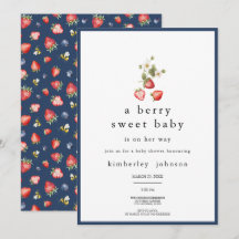 Berry Sweet Strawberry Girl Baby shower Invitation