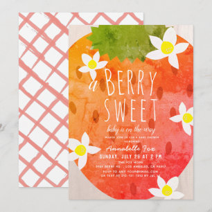 Berry Sweet Strawberry Girl Babydusche Einladung