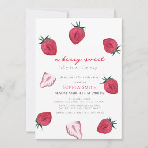 Berry Sweet Strawberry Girl Babydusche Einladung