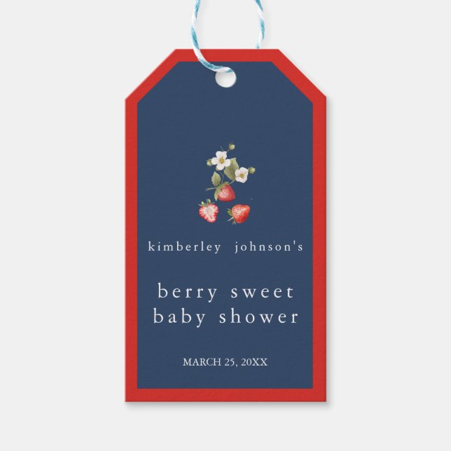 Berry Sweet Strawberry Girl Babydusche Geschenkanhänger (Vorderseite)