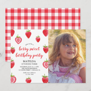 Berry Sweet Strawberry Girl Birthday Einladung