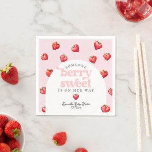 Berry Sweet Strawberry Heart Girl Baby Dusche Serviette