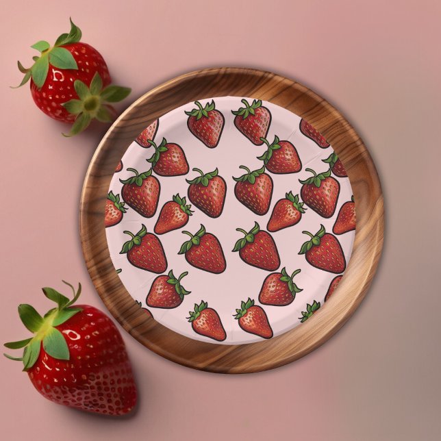 Berry Sweet Strawberry Hearts Baby Shower Pappteller (Von Creator hochgeladen)