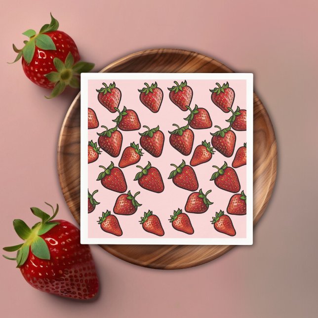 Berry Sweet Strawberry Hearts Baby Shower Serviette (Von Creator hochgeladen)