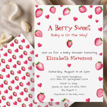 Berry Sweet Strawberry Hearts Unisex Baby Shower