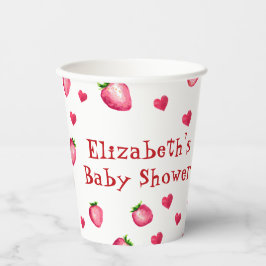 Berry Sweet Strawberry Hearts Unisex Baby Shower Pappbecher