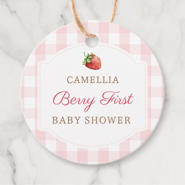 Berry Sweet Strawberry Jam Baby Shower Geschenkanhänger (Vorderseite)