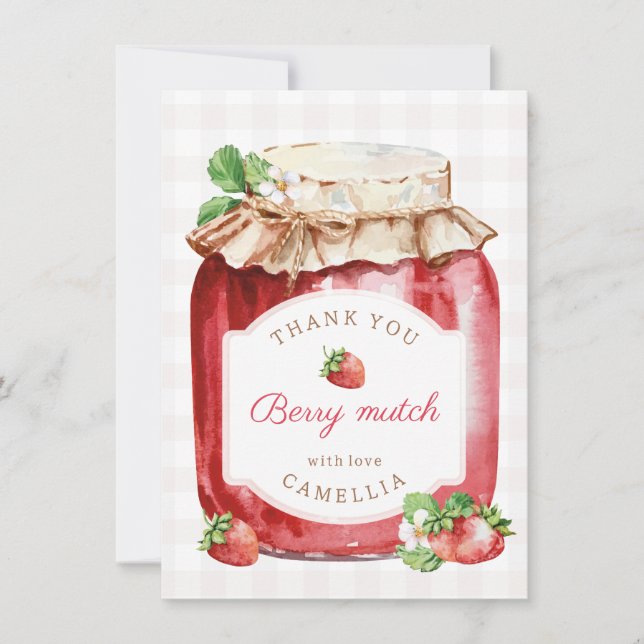 Berry Sweet Strawberry Jam Birthday Party Dankeskarte (Vorderseite)