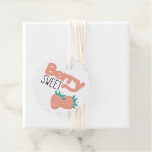 Berry Sweet Strawberry Lettering Baby Shower Geschenkanhänger