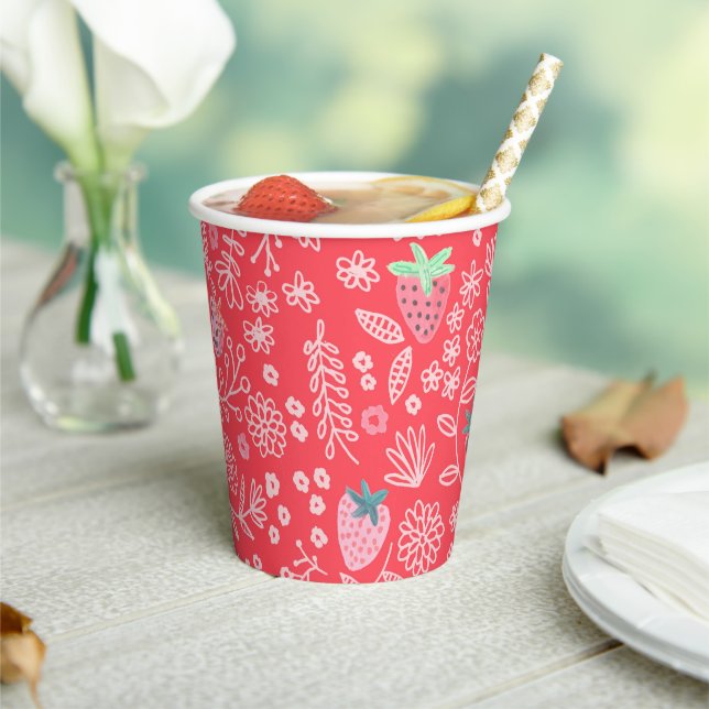 Berry Sweet Strawberry Muster Pappbecher (In Situ)