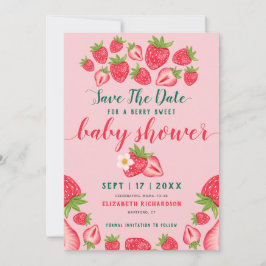 Berry Sweet Strawberry Niedlich Pink Baby Dusche Save The Date