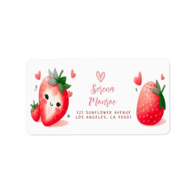 Berry Sweet Strawberry Party Rücksendeadresse Adressaufkleber (Vorne)