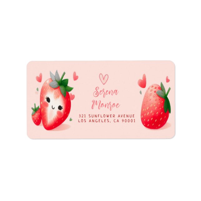 Berry Sweet Strawberry Party Rücksendeadresse Adressaufkleber (Vorne)