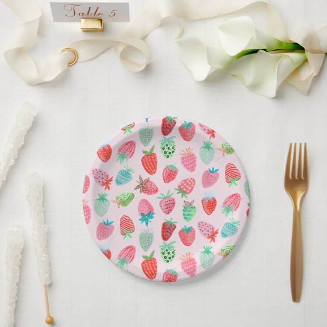 Berry Sweet Strawberry pattern Pappteller (Hochzeit)