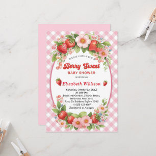 Berry Sweet Strawberry Pink Girl Baby Dusche Einladung