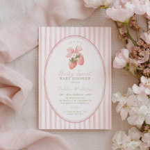 Berry Sweet Strawberry Pink Stripe Baby Shower