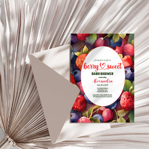 Berry Sweet Strawberry Red Blue Baby Dusche Einladung