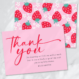 Berry Sweet Strawberry Red Pink Baby Dusche Dankeskarte