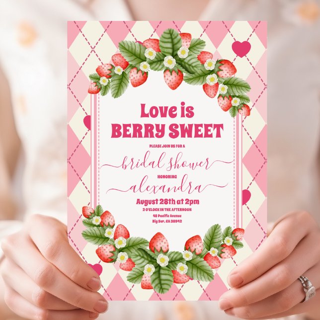 Berry Sweet Strawberry Red Pink Brautparty Einladung (Von Creator hochgeladen)